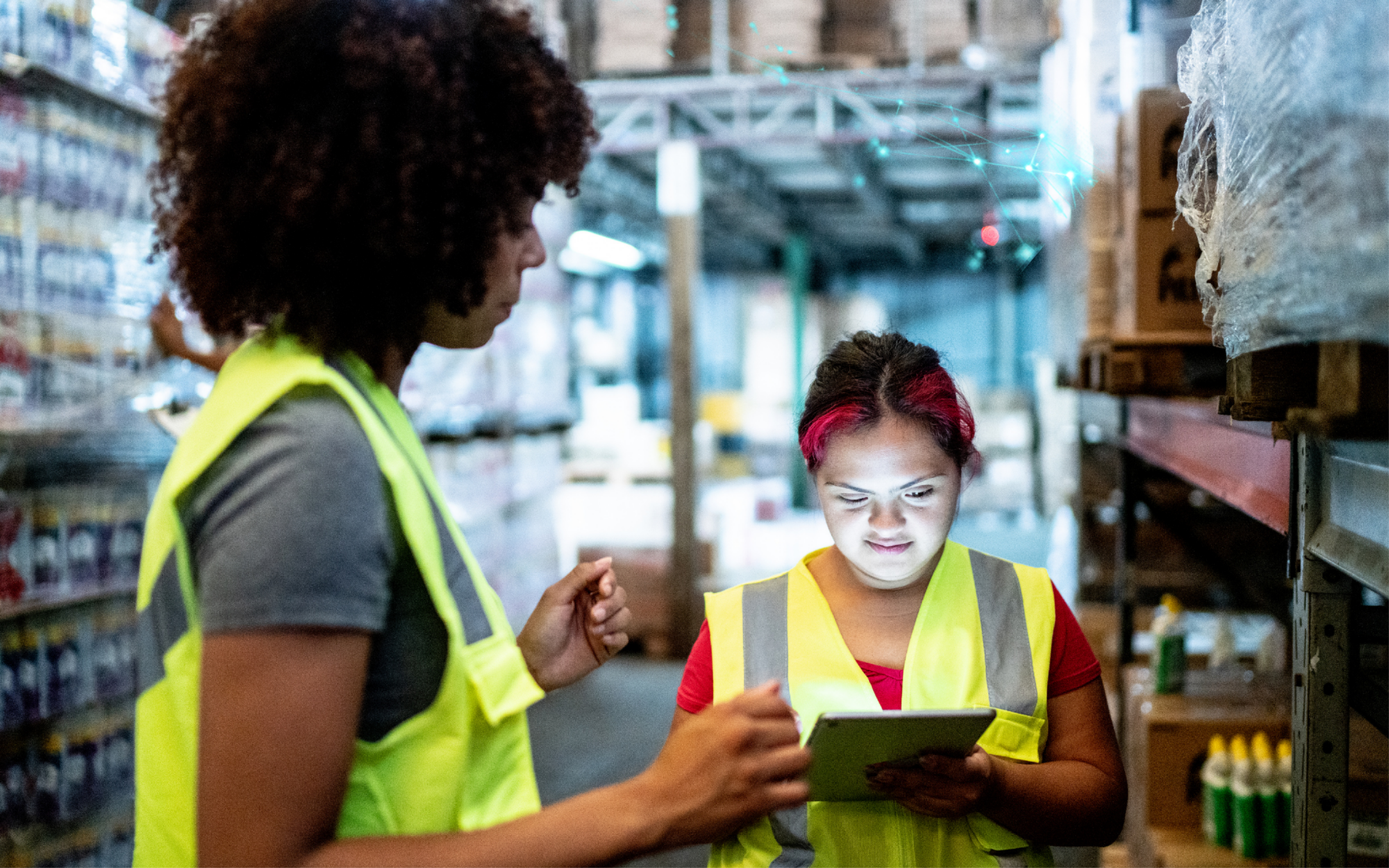 Women in agribusiness working in a warehouse